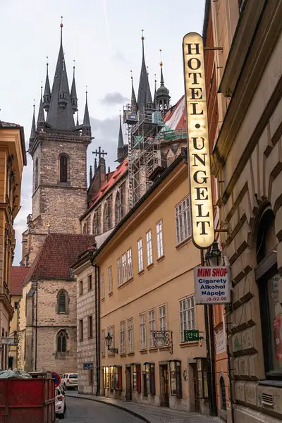 Predawn walk in Old Town Praha towards Old Town Square...