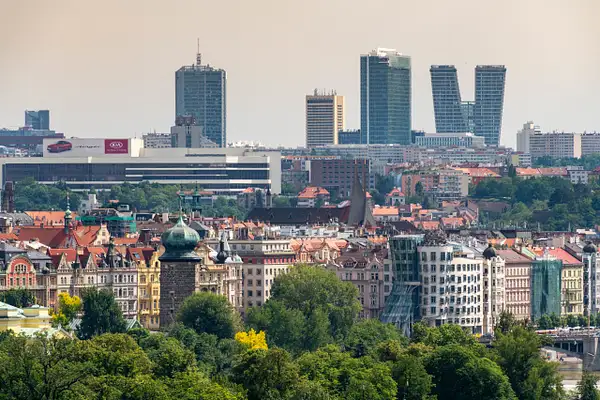 Modern Praha in the distance to the southeast, over the...