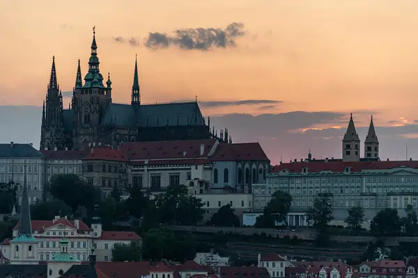 Twilight over the Prague Castle complex. by Willis Chung