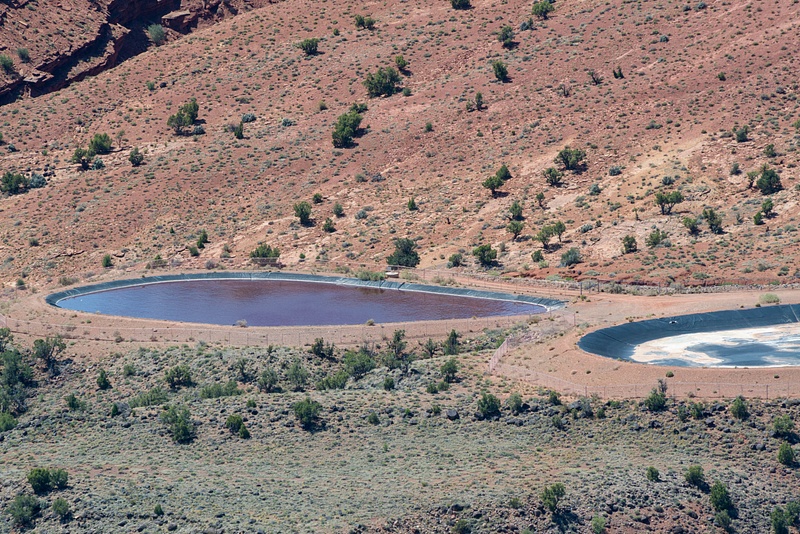 Two reservoirs located above the Capitol Reef Visitor Center towards the west.