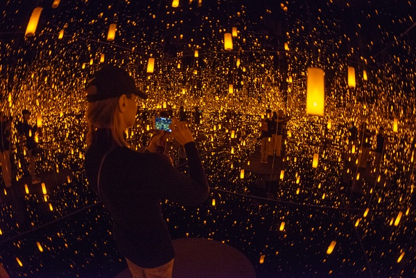 Inside the Infinity Room by Yayoi Kusama at the Bellagio Gallery of Fine Arts