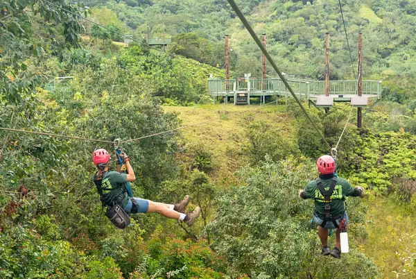 The second out of seven zip lines, flying down the...