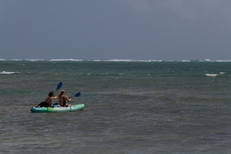 Pretty brave kayakers, water pretty choppy.