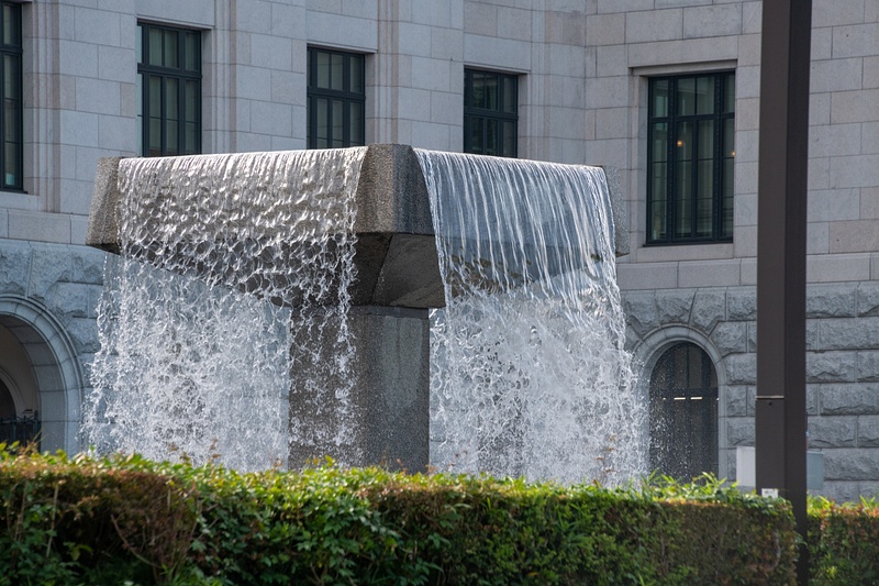 Fountain in the courtyard at the National Diet Building, Tokyo, Japan
