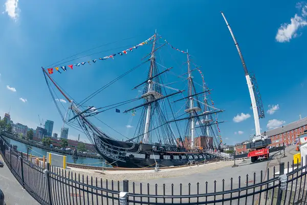 Superwide view of the USS Constitution, forward quarter....