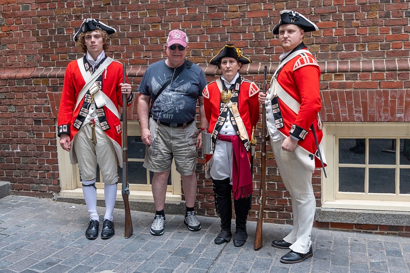 John with reenactors at the Old State House