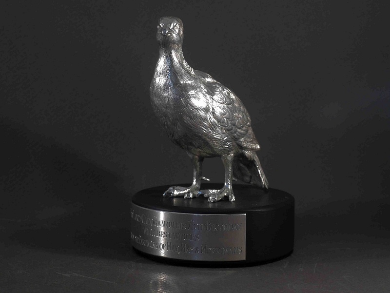 Sterling silver standing grouse