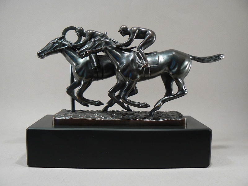 Bronze racehorse trophy
