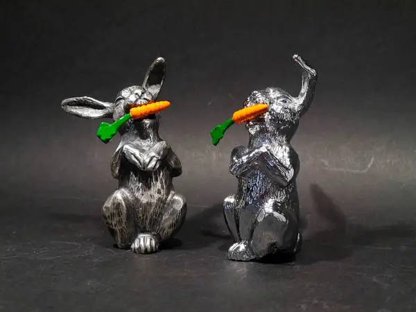 Bunny with Carrot car mascot by Louis Lejeune Ltd.