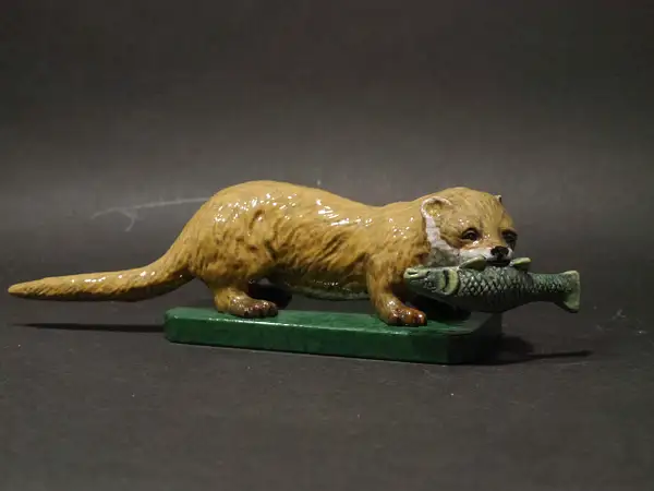 Enamelled Otter with Fish Car Mascot by Louis Lejeune...