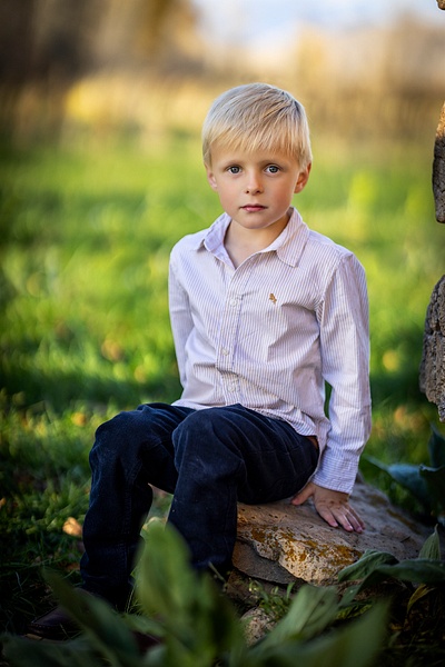 Little boy on rock - Flo McCall Photography 