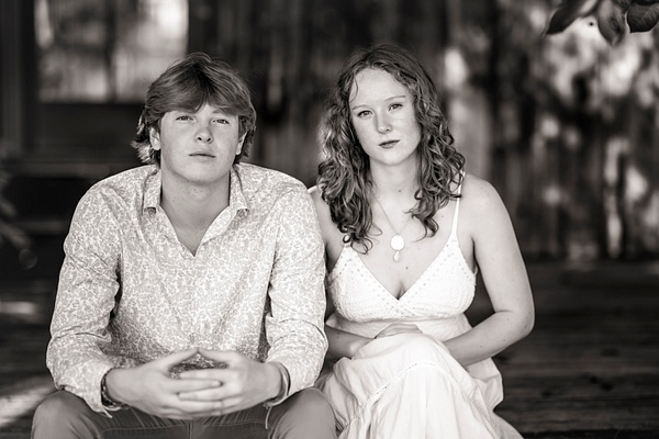 black and white siblings on porch - Flo McCall Photography