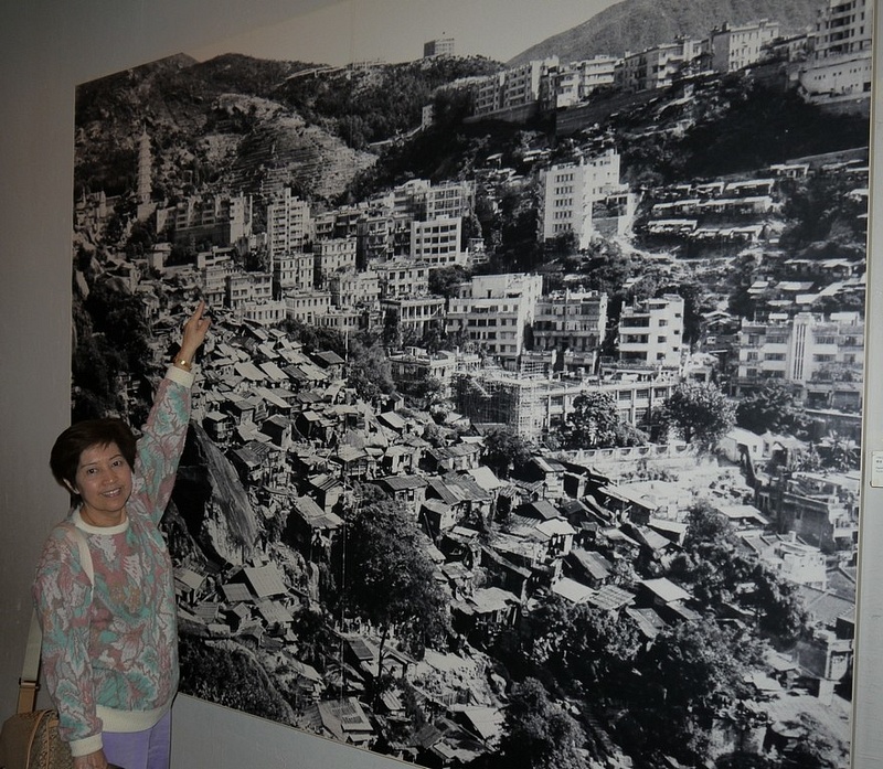 Hong Kong Museum - Jean pointing to where she use to live.