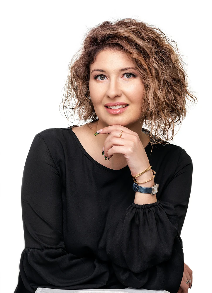 Professional Portrait of a Woman with Curly Hair