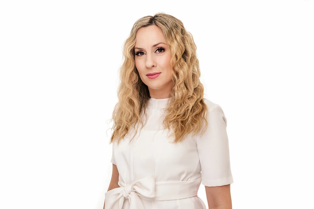 Professional Portrait of a Woman with Wavy Hair
