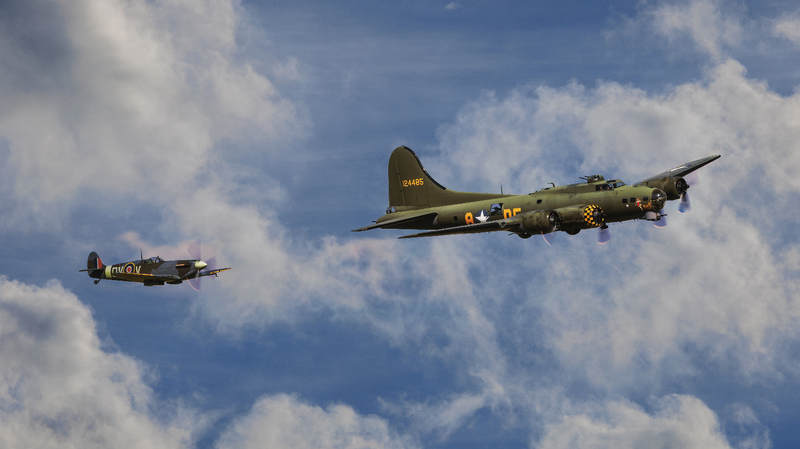 B-17 Memphis Belle Escorted by Hawker Hurricane battle for britain
