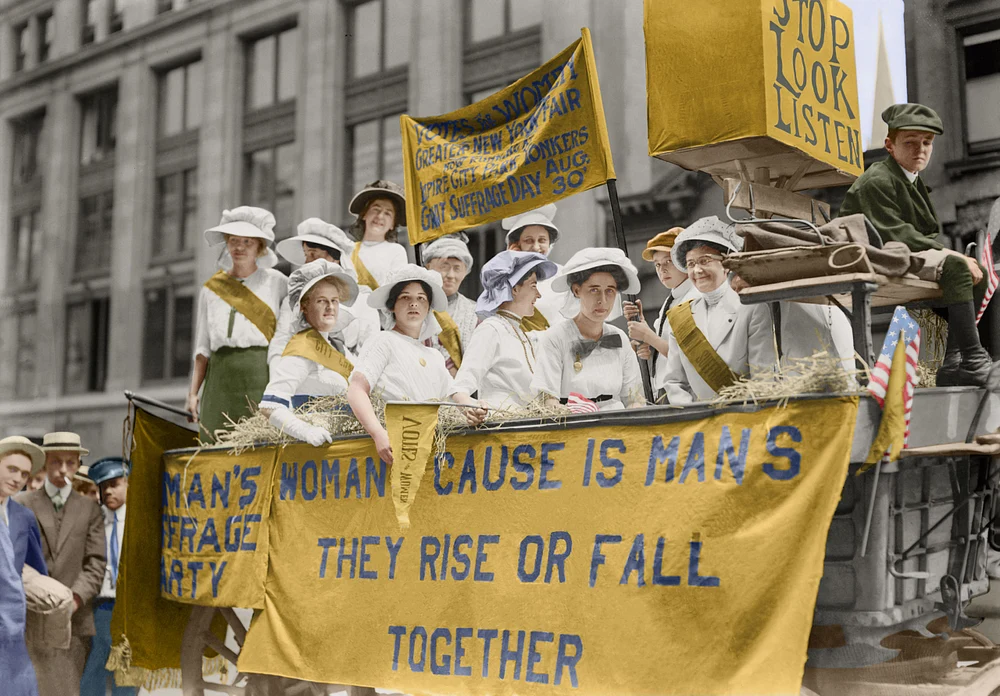 Women riding in wagon