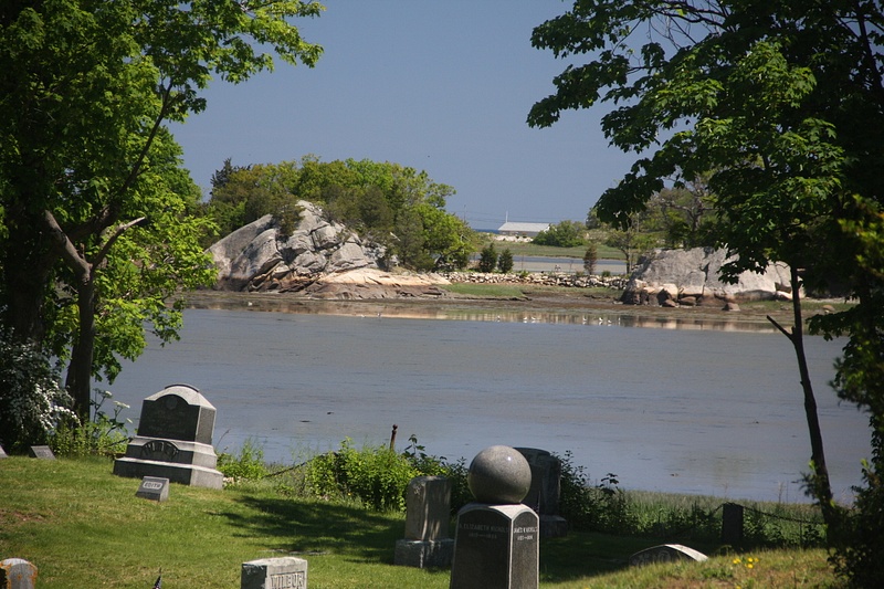Little Harbor beyond Cohasset Central Cemetery, where many vets of past wars are interred