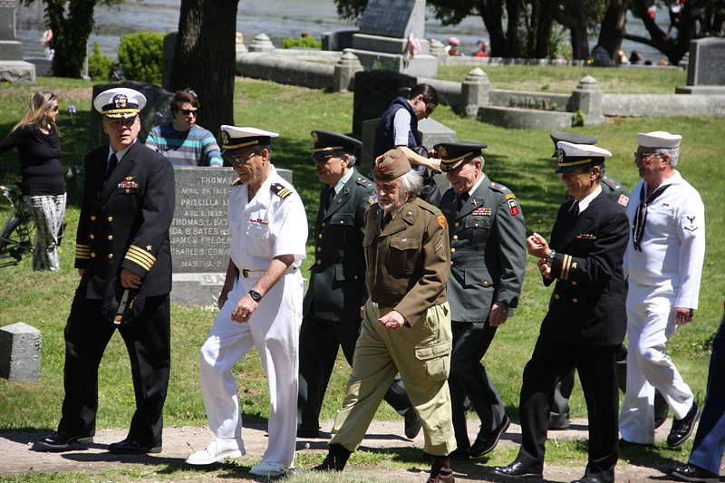 Vets of all Services moving through Cohasset Cemetery
