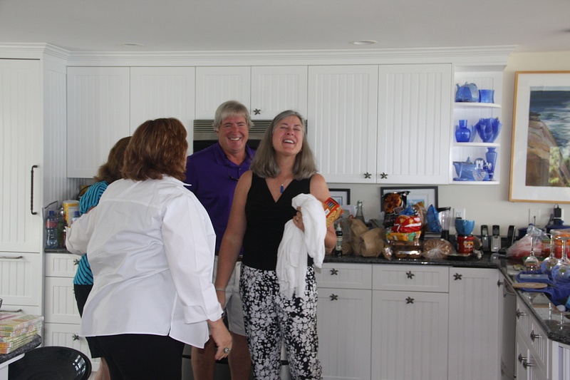 Chris, Laurie and Paul surprise Georgia at Liz Bates's house