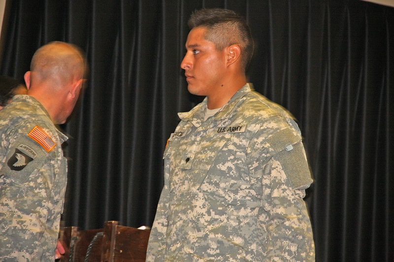 Gabe receives his certificate form LTC Sheridan