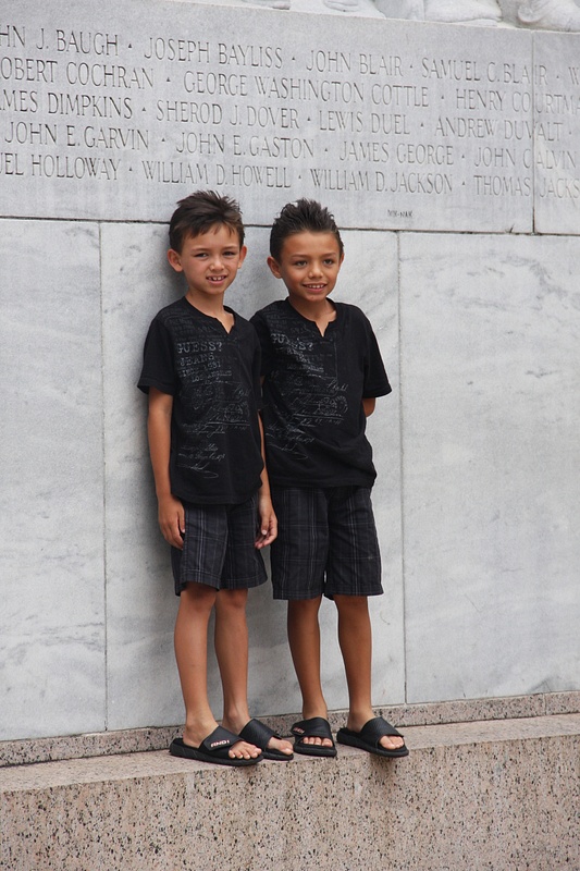 Young lads at the Alamo memorial