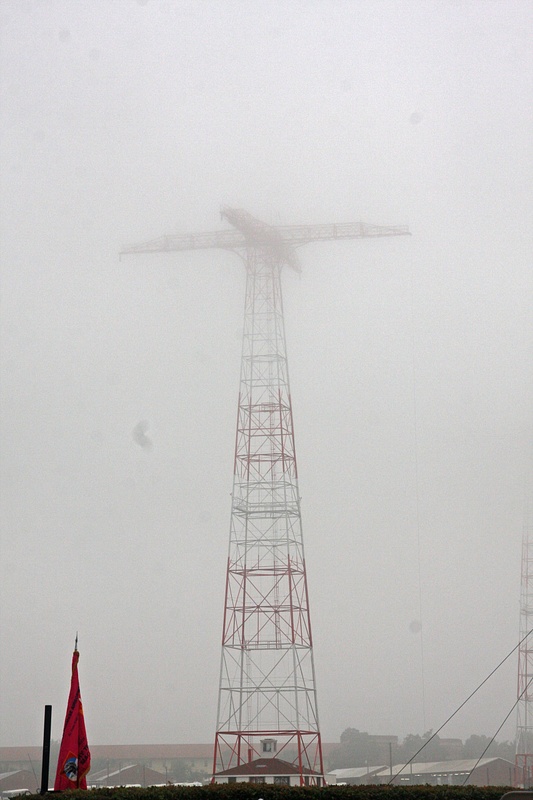 Jump tower in the fog