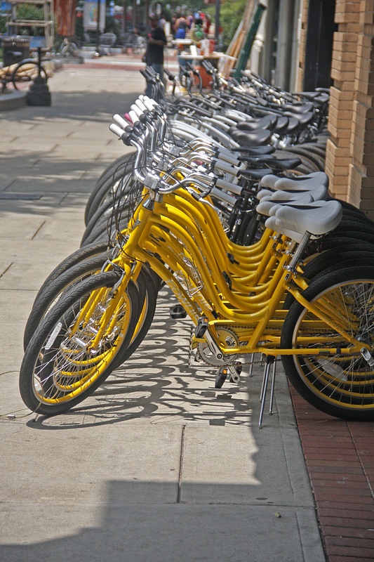A phalanx of banana bikes