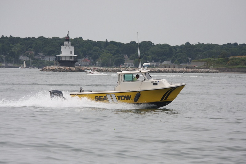 Spring Point Light and Sea Tow in Portland Harbor