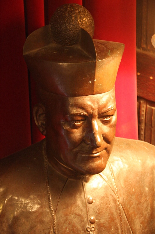 Bronze of Boston's Cardinal Cushing, a friend of John Hammond