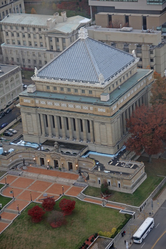 The Soldiers' and Sailors Memorial from the 37th floor of Pitt's Cathedral of Learning