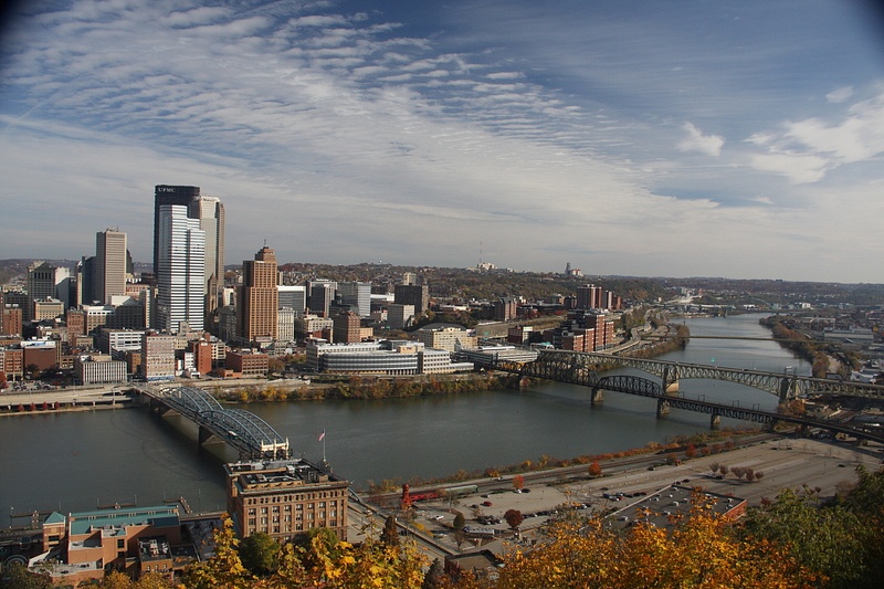 Downtown Pittsburgh and Station Square (foreground) from Mt. Washington.