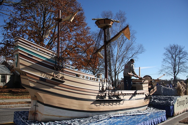 Mayflower float pre-parade