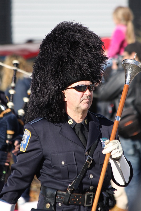 Boston Police Gaelic Column of Pipes and Drums Drum Major
