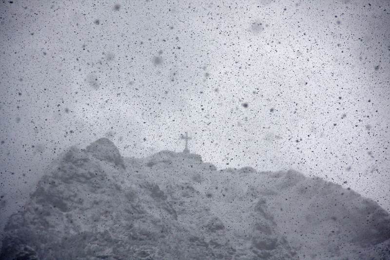 The cross, mountain and snow-Transylvania
