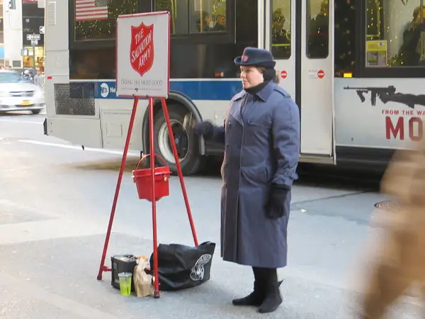 The Salvation Army faitfully raising money for the poor...