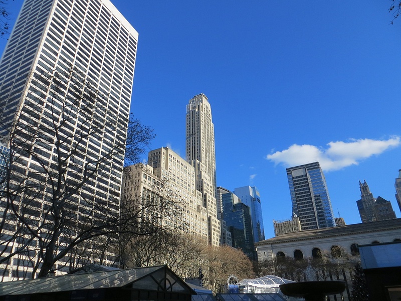 The Grace Building (L) from Bryant Park