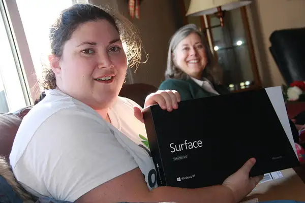 Britt is stunned! A Surface tablet from her bro', Gabe!...