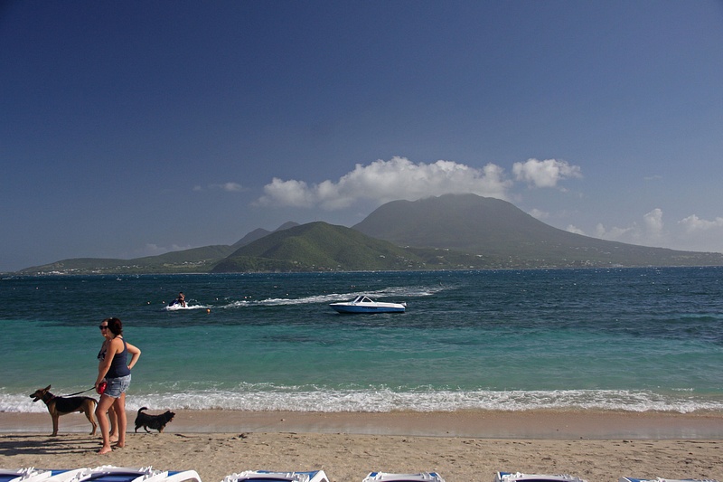 The island of Nevis from Cockleshell Bay on St Kitts