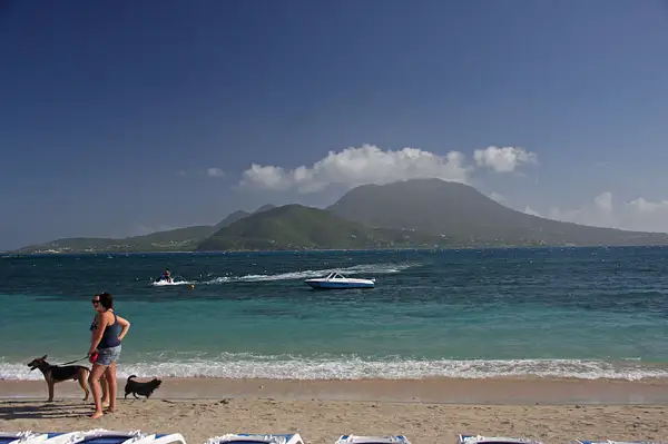 The island of Nevis from Cockleshell Bay on St Kitts by...