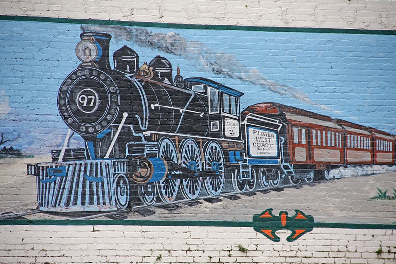 Railroad mural recallin Trenton's days as a railroad stop