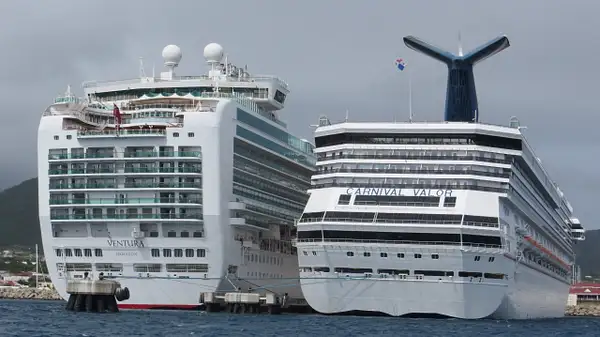 The P&O Ventura and Carnival Valor in Port at Basseterre...