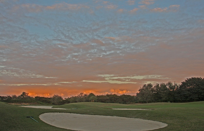 Sundown over the golf course from Don's & Gwen's backyard
