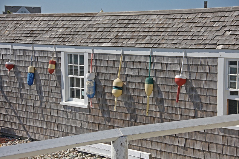 Lobster pot markers, Scituate Lighthousekeepers cottage