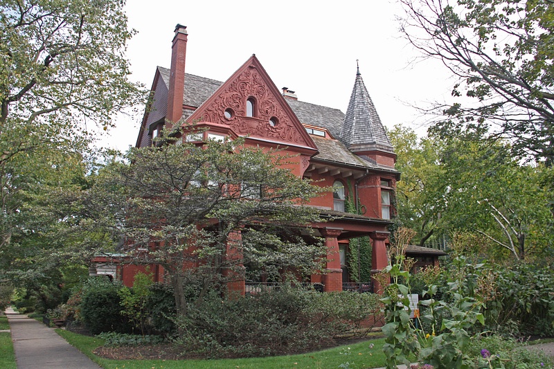 An ornate late 1800's residence, common in Evanston