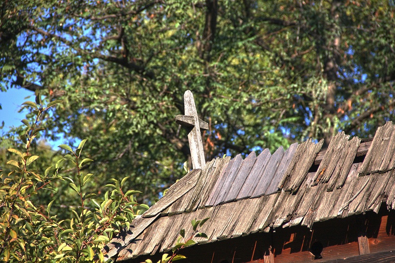 Religious motifs are common in vintage Romanian rural architecture