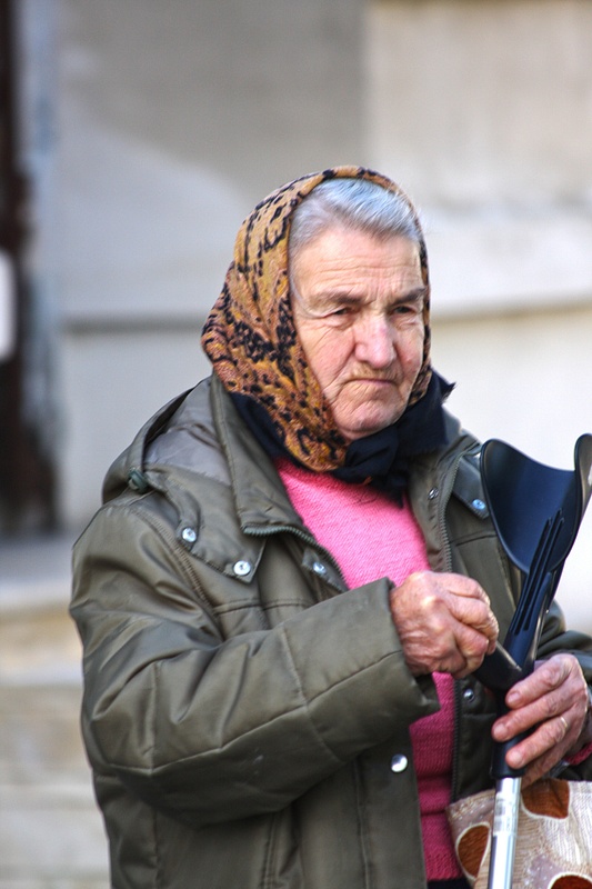 A senior member of the Orthodox faithful on the Cathedral grounds