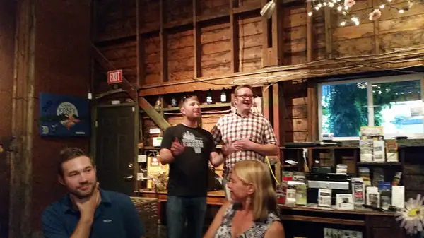 Our hosts describe the menu and wine pairings before the...