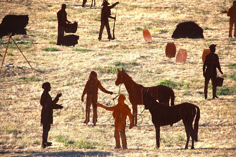 Detail-Life-size sheet metal silhouettes- The Patit Creek Campsite of Lewis and Clark