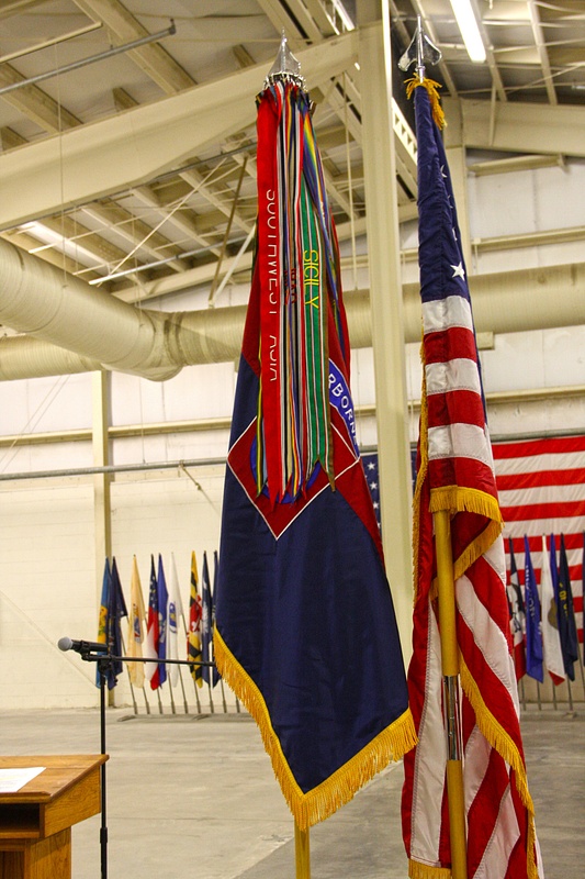 Old Glory and the Flag of the 82nd Airborne with Campaign Streamers